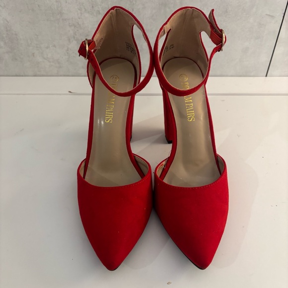 Dream Pairs Red Ankle Strap Pointy Heels Size 7.5 NWOT - Picture 5 of 11